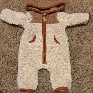 Carters fleece Cream and Brown Baby One Piece